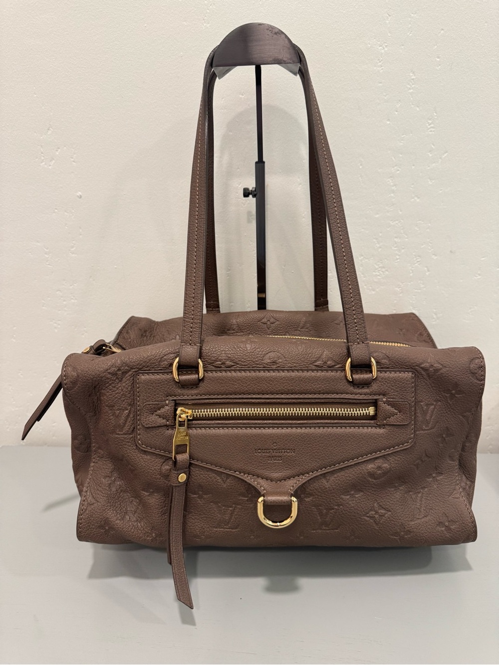 Louis Vuitton Inspiree Taupe Brown Shoulder Bag with Gold Hardware